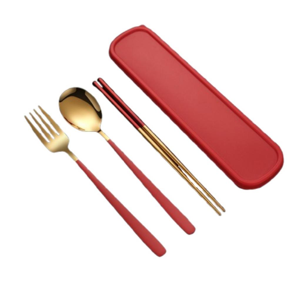 Набор вилок и ложек серебряного/золотого цвета, палочки для еды, дорожные столовые приборы из нержавеющей стали для пикника