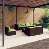Day and Night - Day and Night 9-piece Garden Furniture Set and Brown Synthetic Rattan Cushions