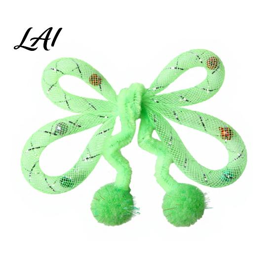 Plush Ball Teaser Toy Mesh Tube Cat Toy Butterfly Shape Interactive Chew with Bells Toys for Multi Households And Balls Flexible Indoor Cats Kittens
