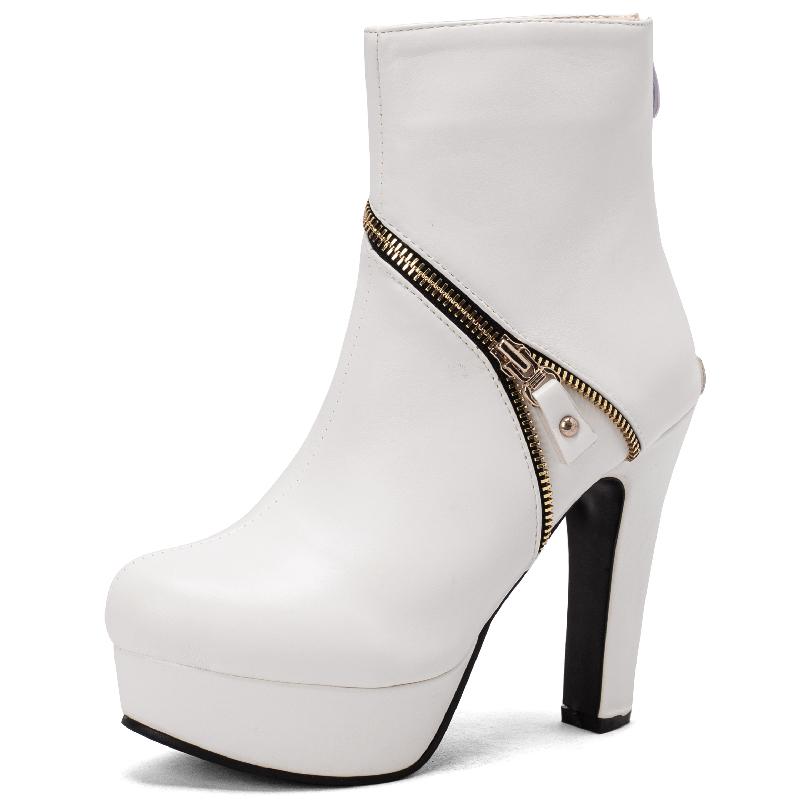 Модные короткие сапоги на молнии, женские ботильоны на платформе, черные, красные, желтые, белые, на каблуке, туфли для вечеринки, женские, большой размер 50