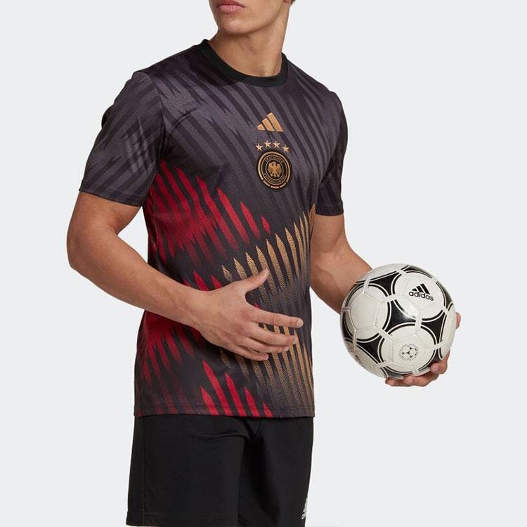 Adidas Striped Print Crew Neck Short Sleeve Soccer Jersey Men Tops Black HC1286