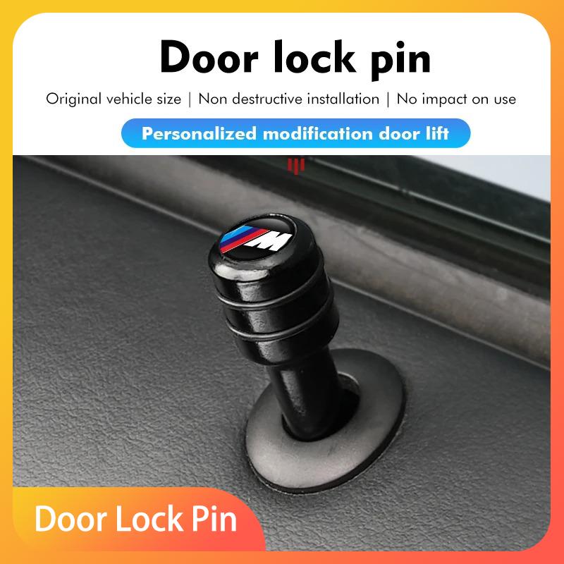 LJEEG1 2026 Car Sticker 4Pcs Car Door Lock Knob Alloy Security Insurance Pull Pins For BMW M E34 E36 E60 E90 E46 E39 E70 F10 F20 F30 X5