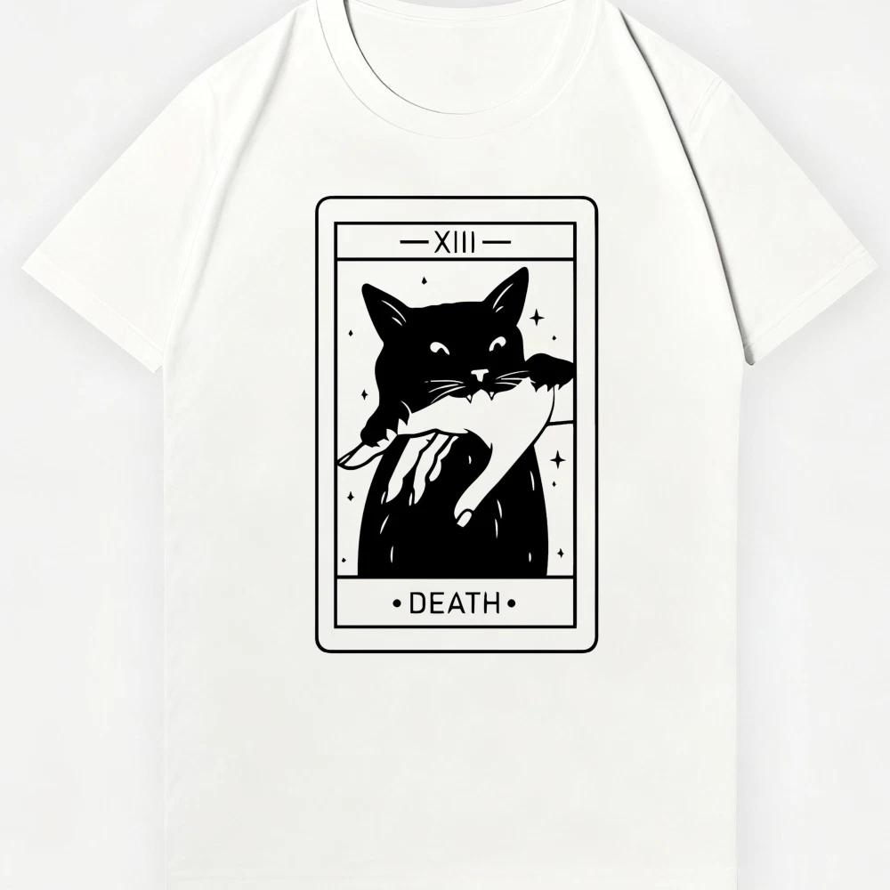 Tarot Death Cat T-Shirt | XIII Mystical Graphic Tee | Unisex Casual Wear