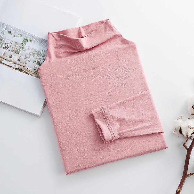 Женский топ-топ из модала с высоким воротом и длинными рукавами, осень 2023 года