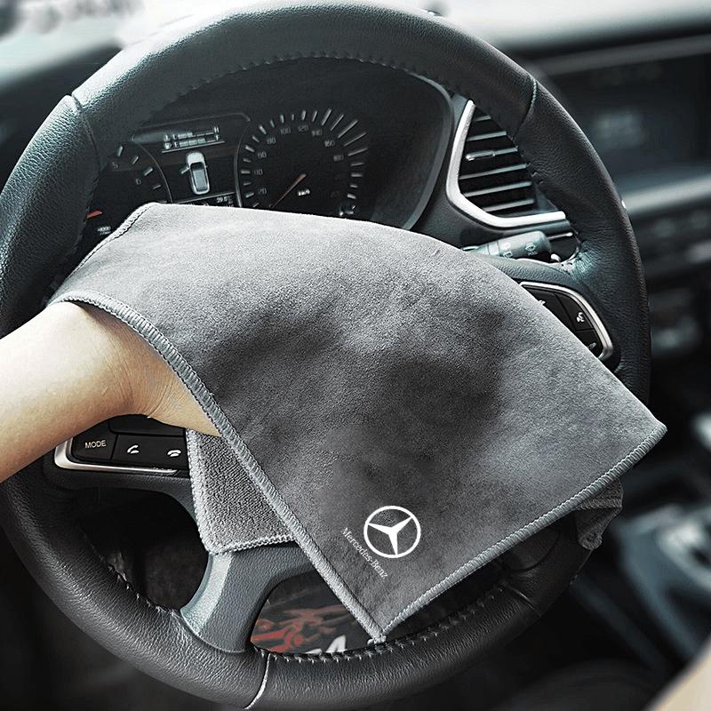 YHB3 Microfiber Car Wash Towel Drying Cloth Cleaning Brush Tool Set For Mercedes Benz C E S Class GLC GLE GLS W213 W205 W206 Sticker