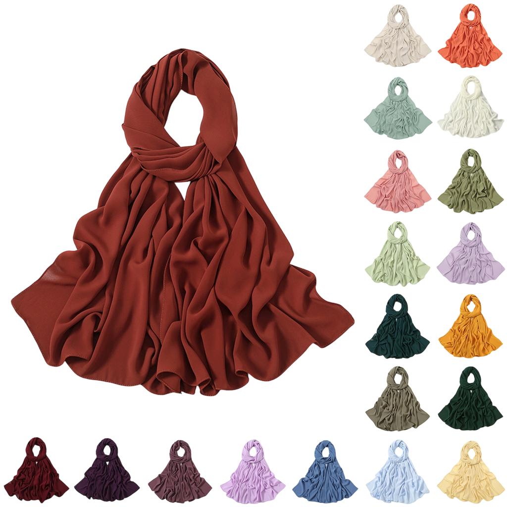 Женский однотонный длинный шарф, универсальный головной платок, шарф