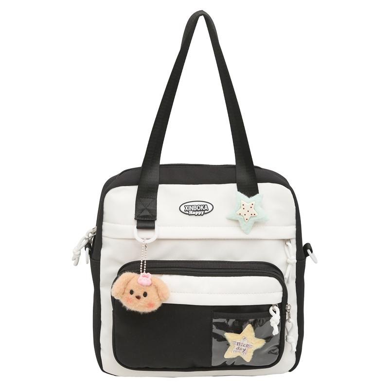 Women's Shoulder Bag Color Block College Style Student Crossbody Bag Class Book Bag