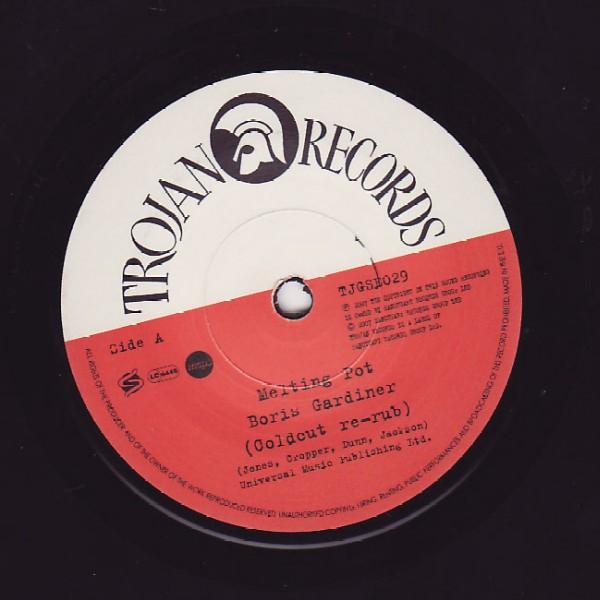 7-дюймовая пластинка BORIS GARDINER Melting Pot Coldcut Rerub Melt TJGSE029 TROJAN RECORDS 2007 Великобритания Регги Ска Даб Б/у