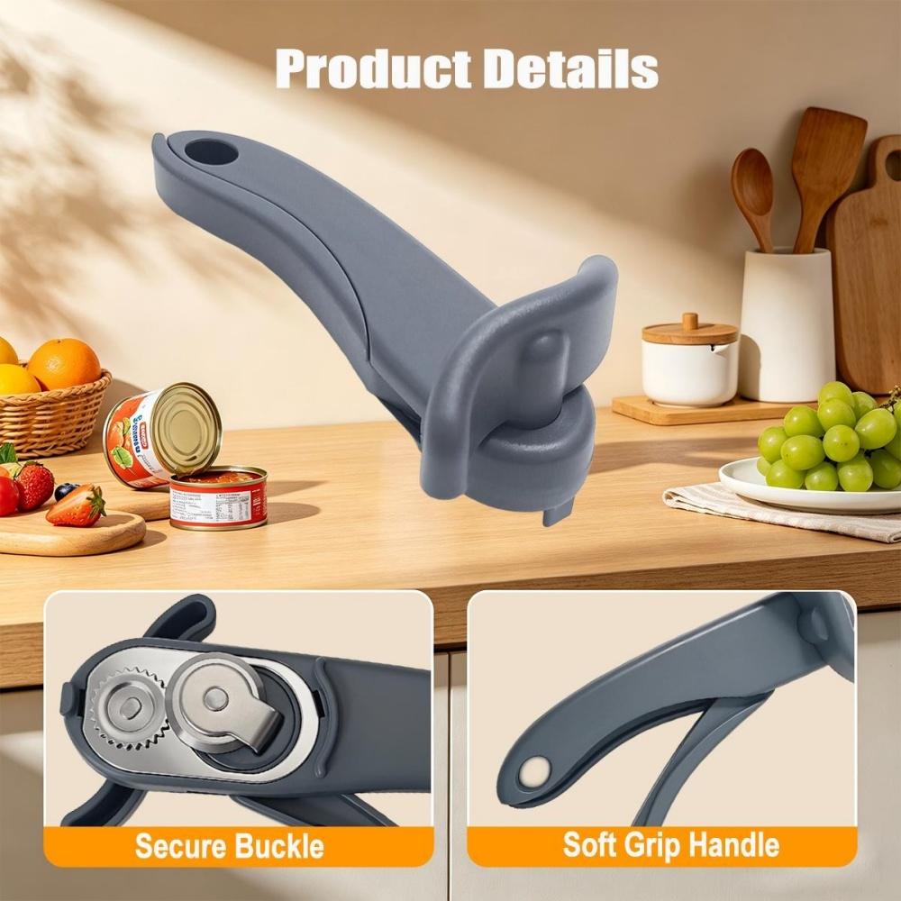 Portable Can Opener Plastic Safety Hand-actuated Bottle Opener Anti Slip Easy Grip Side Cut Multi-Func Professional Kitchen Tool 6