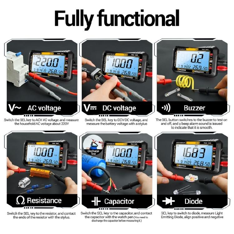 Ohmmeter Voltmeter with Backlit 4000 CountsDigital Multimeter Voltage Current Tester Multi Tester