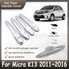 Накладка на ручку двери для Nissan Micra March K13 Renault Pulse 2011~2016 2012 2013 2014 2015 Хромированные наружные ручки автомобиля Аксессуары