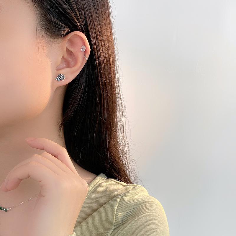 Новые китайские серьги-лотосы женские простые маленькие и свежие серьги в китайском стиле