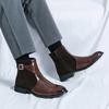 New Fashion Genuine Leather Chelsea Boots Handmade Man Pointed Dress Boots Slip On Mens Casual Shoes Side Zipper Men Ankle Boots
