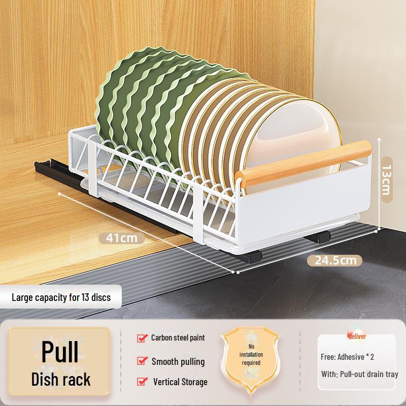 Выдвижной ящик для посуды в кухонном шкафу