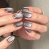 24Pcs Y2K Romantic Blue Gradient French Tip Gold Moon Star Almond Press On Nails Fake Nail Tips For Women