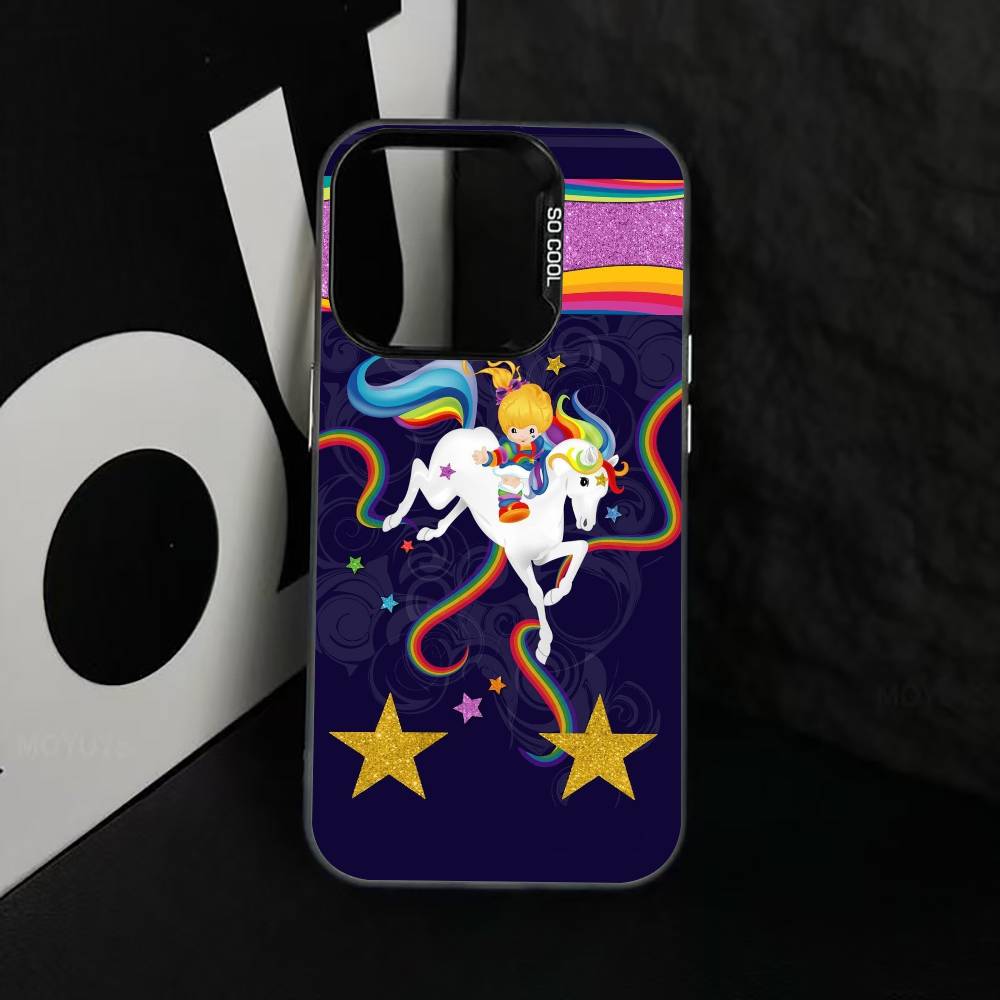 Cute Retro Rainbow Pony Phone Case For iPhone 17,16,15,14,13,12,11 Plus,Pro Max,XS,Colored Silver Plated Inside Cover