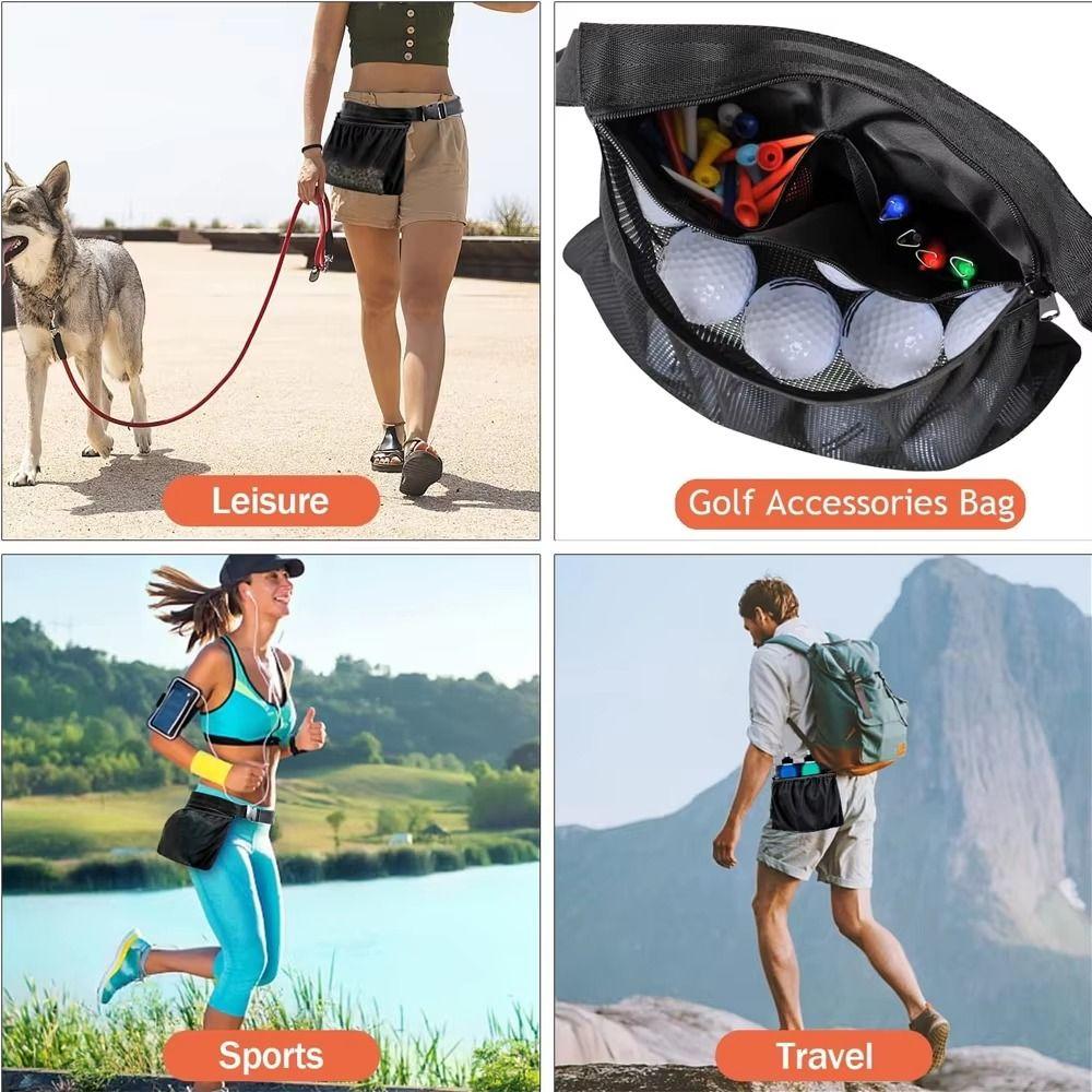 Adjustable Band Ball Waist Pouch Mesh Material Pickleball Carrier Bag Storage Carrier