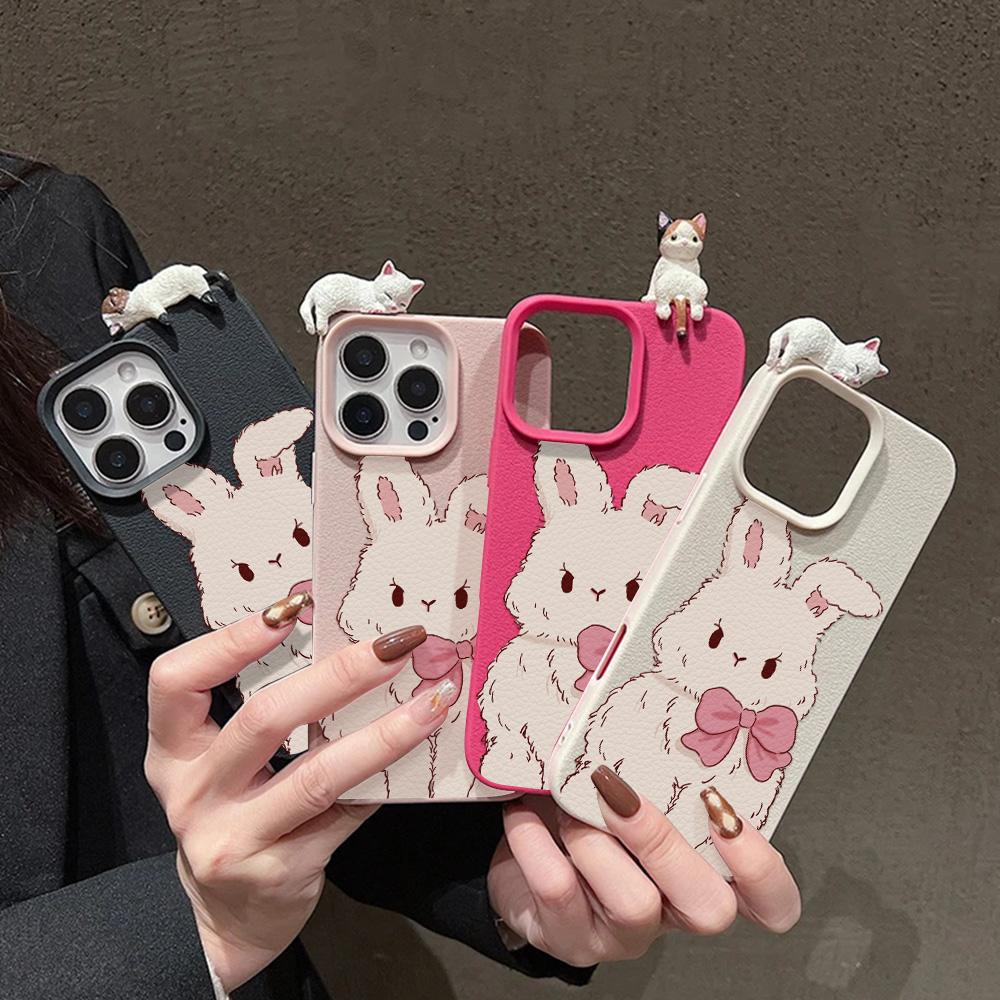 3D Чехол для телефона для iPhone 11 13 17 Pro Max 17 Air Case iPhone 13 15 16 Pro Max 12 14 Pro Max 14 15 Plus Милый 3D Котенок Мультяшный Кожаный