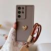 3D Золотой Сердечко Любви Браслет Ремешок Чехол для Samsung S2 S24 S26 Ultra S23 S22 Plus S21 FE Note 20 A26 A16 A0S Силиконовый Чехол