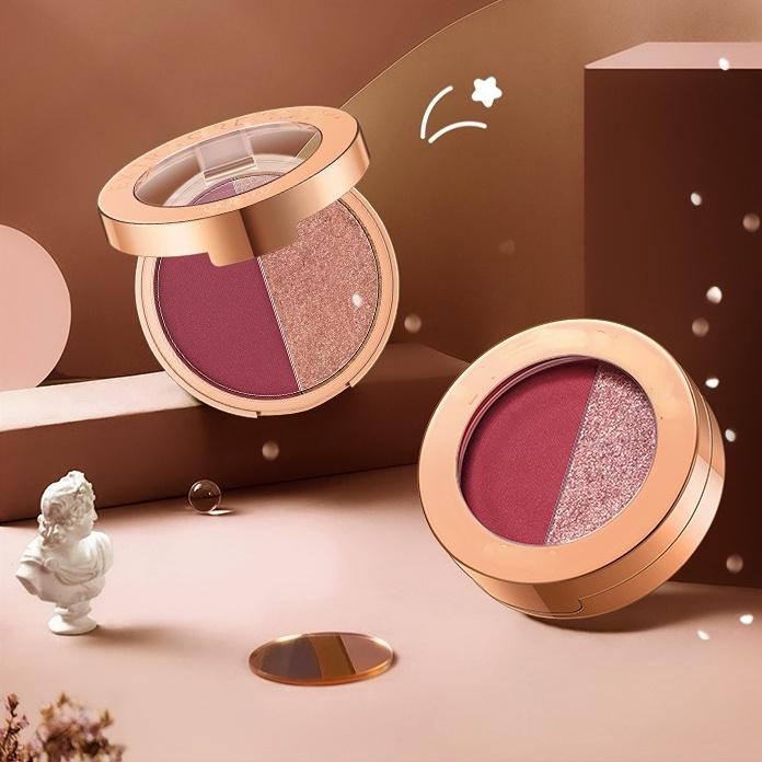 Two-tone Eyeshadow Palette Earth Pearlescent Matte Natural Brightening Sleeper Silkworm Contouring Waterproof Eyeshadow Tray Lasting Setting Makeup