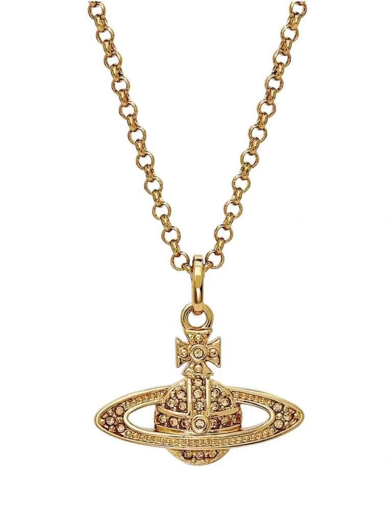 Элегантное и роскошное ожерелье Сатурн для женщин Геометрический дизайн со сверкающими инкрустированными бриллиантами