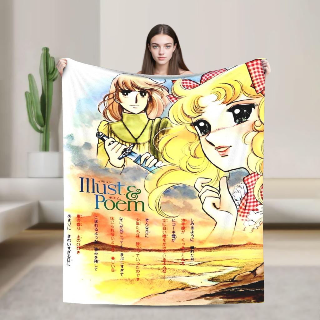 Candy Candy Anime Cartoon Fuzzy Blanket  Awesome Throw Blankets for Home 150*125cm Bedspread