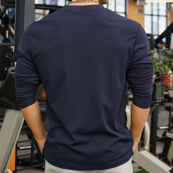 Мужские футболки для мышц с длинным рукавом и круглым вырезом, футболка для фитнеса в спортзале, мужская повседневная спортивная футболка для ежедневного использования в уличной одежде