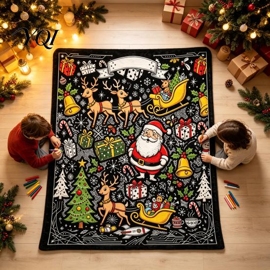 Creative Arts And Crafts Gifts Christmas DIY Coloring Blanket for Adults Kids, Color Your Own Blanket, 59" x 51" Soft Cozy Polyester Couch Cover Throw