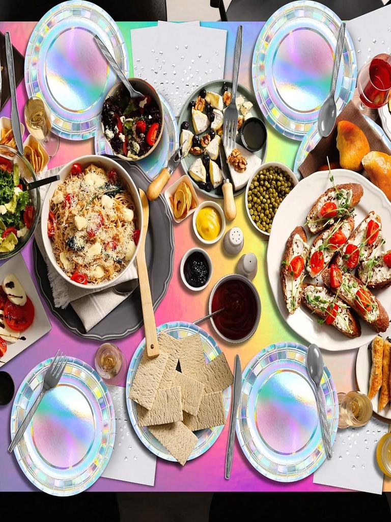 Радужные украшения для вечеринки, набор голографических бумажных тарелок и салфеток для дня рождения, свадьбы, праздничной вечеринки, Рождества