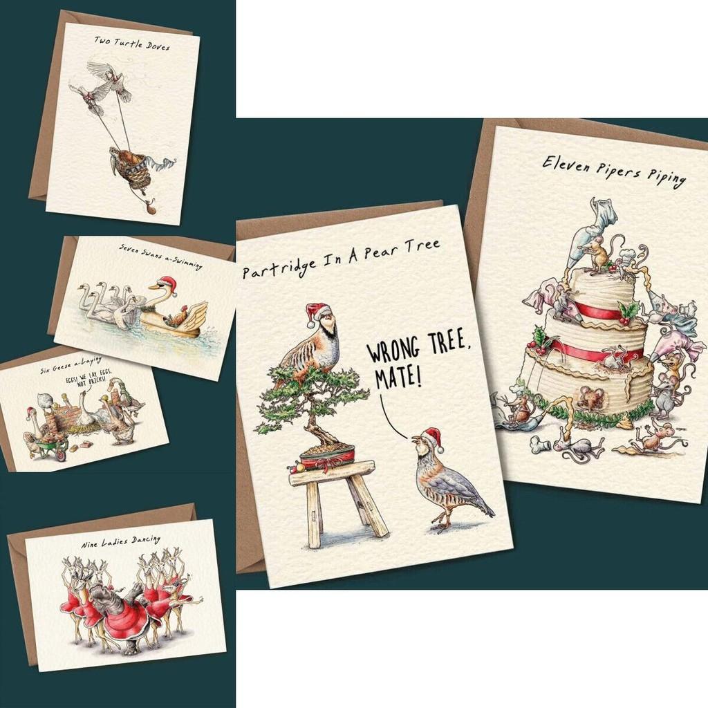 Christmas Card Set 12 Pieces Of Festive Cards And Envelopes With A Simple And Modern Design