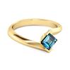 Кольцо с топазом London Blue, гладкое, натяжное - Стиль 925 - Позолоченное стерлинговое серебро 925