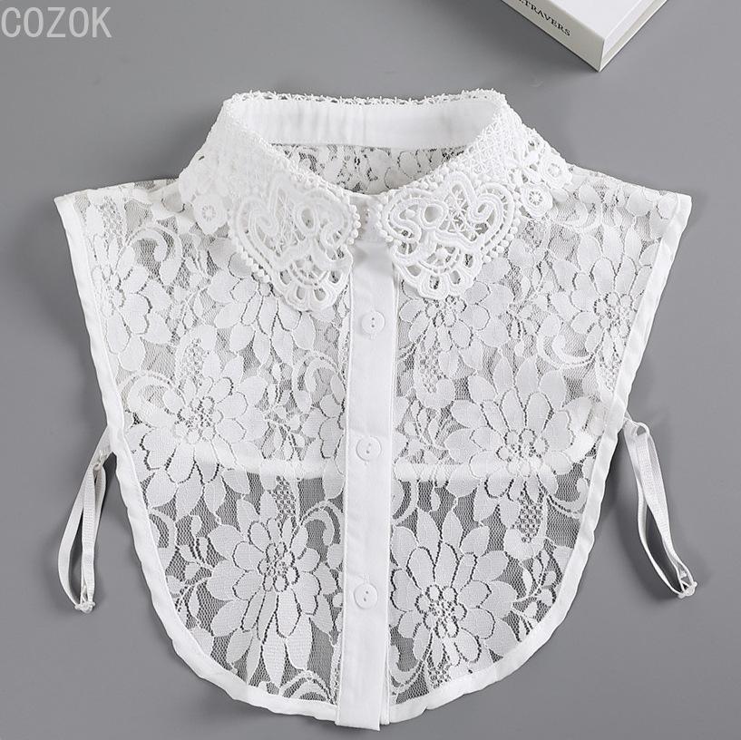 Fashion Women White Shirts Detachable Fake Collar Chiffon Flowers Lapel Blouse Pretty Formal Dress False Collars Ladies