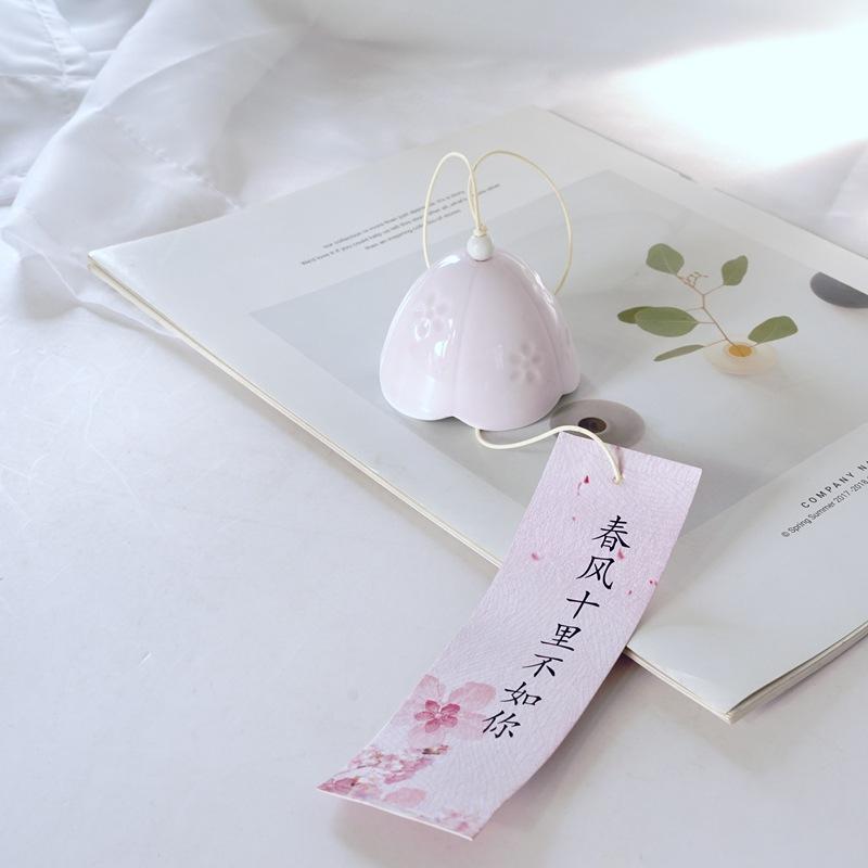 Подвесной колокольчик в японском стиле, тюльпан, керамический колокольчик, цветущая вишня, подвеска ручной работы, украшение для сада