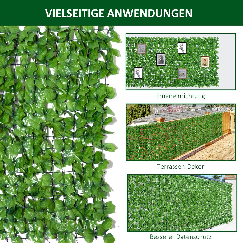 3 x 1m Artificial Leaf Wall - Green