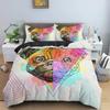 Polygon Cartoon Animal Pattern Duvet Cover Watercolor Lion Background Polyester Bedding Set King Queen Size 2/3Pcs For Kids Boys