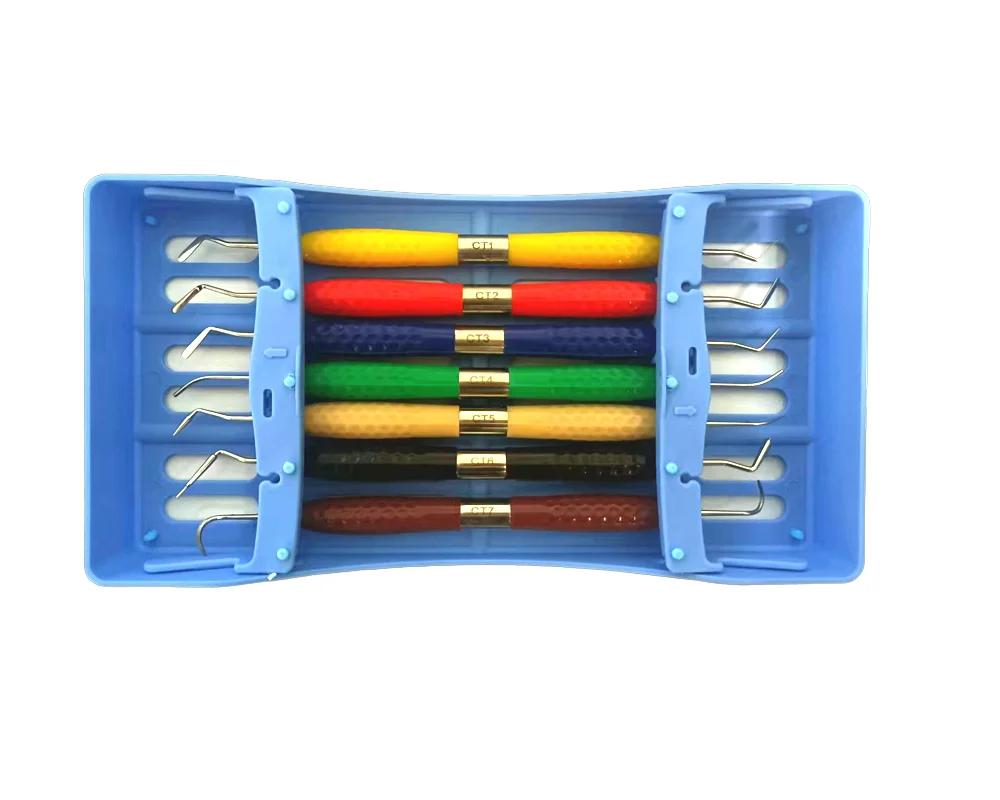 7 шт./набор Стоматологический набор для пломбирования смолой Пластиковый Дресер с силиконовой ручкой Набор для эстетической реставрации Инструмент шпатель для смолы