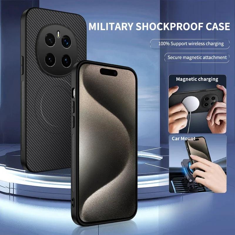 Magnetic Silicone Case For Honor Magic 7 Pro 7 Lite Wireless Charging Carbon Fiber PU Leather Anti-Drop Soft Cover Phone Cases