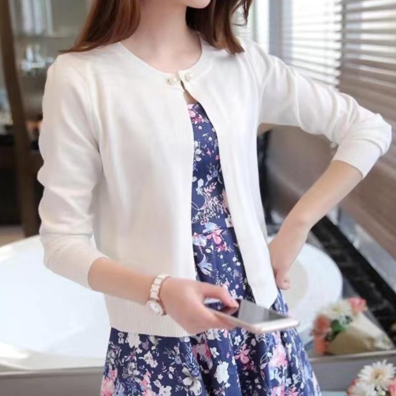 Вязаный кардиган женский 2019 осень с длинным рукавом женский свитер на одной пуговице черный белый