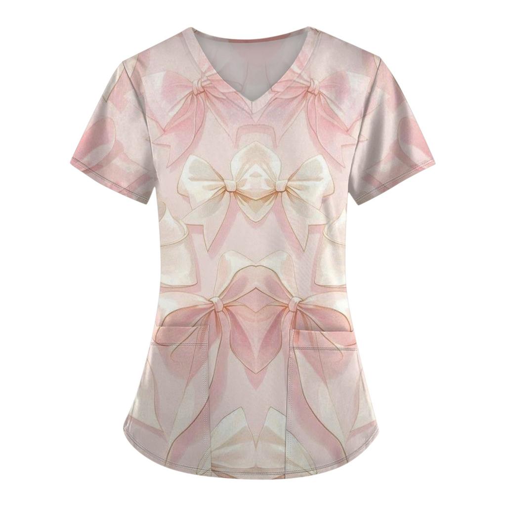 Женский модный комбинезон с короткими рукавами и принтом в виде банта и карманами