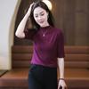 Modal Mid-Sleeve Women's Shirt - 2025 Spring/Summer Style, Five-Seven Sleeve Top, Casual T-Shirt.