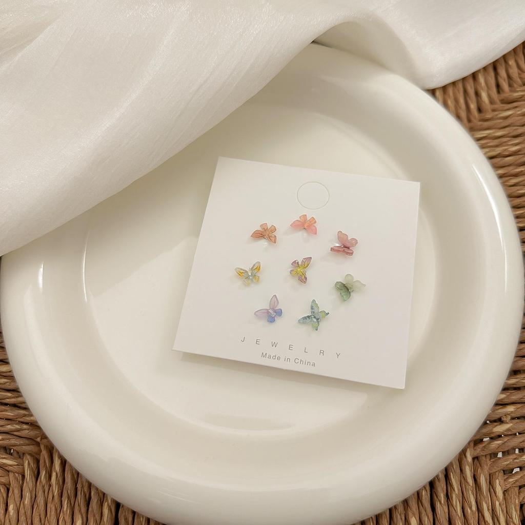 Three-Dimensional Butterfly Earrings Set – Silver Needle, Versatile, Sweet, Fairy-like Design, Perfect for Beautiful, Fashionable Girls.