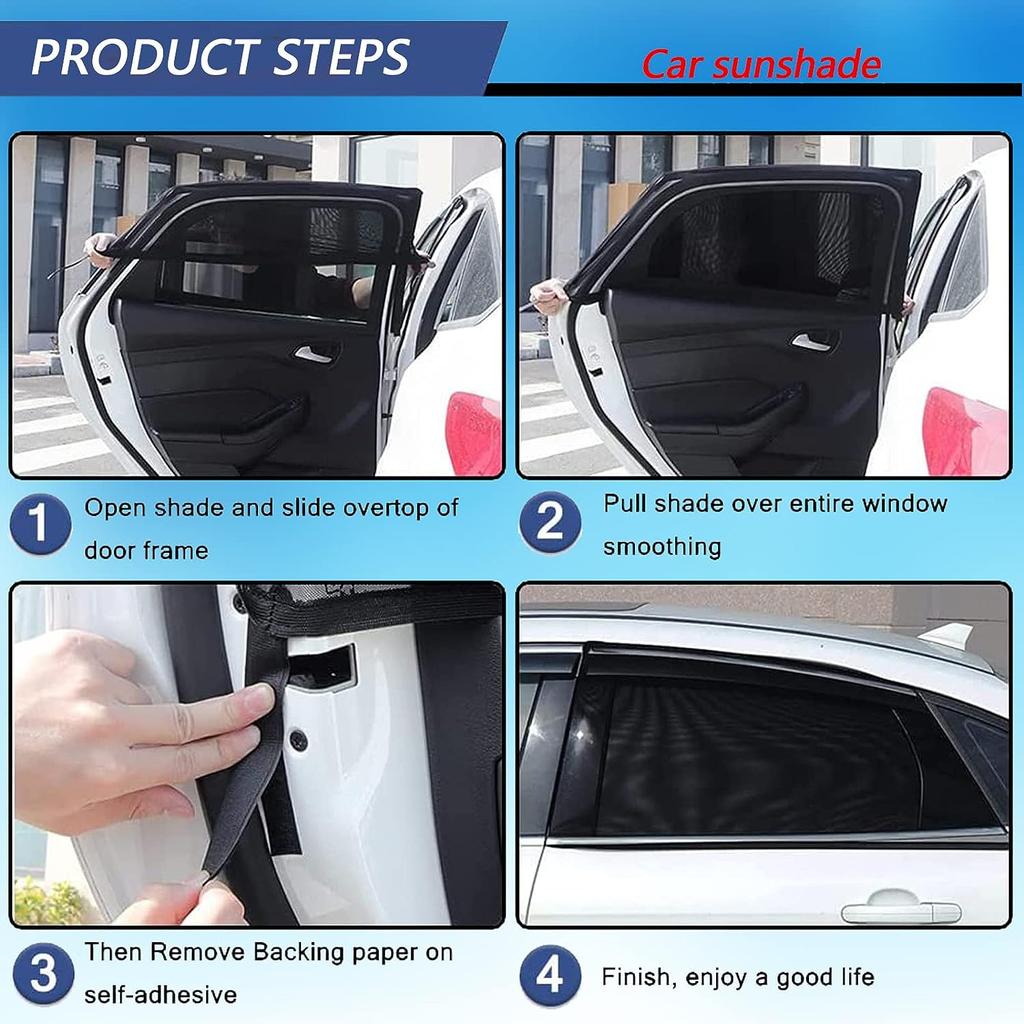 Pack of 2 Sun Protection Car Side Window Screen Universal Sun Visor Net for Side Windows Mesh Material Baby Children Pets Darkening Protection Privacy