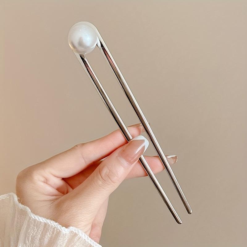 Imitation Pearl Hairpins for Women Girls Elegant Hair Clips Metal U-shaped Hairpins Hairstyle Design Tools