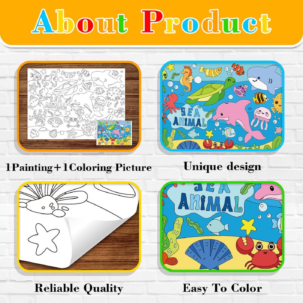 Бумажная скатерть для раскрашивания, творческие детские занятия, различные плакаты с изображением рыб, без кистей,