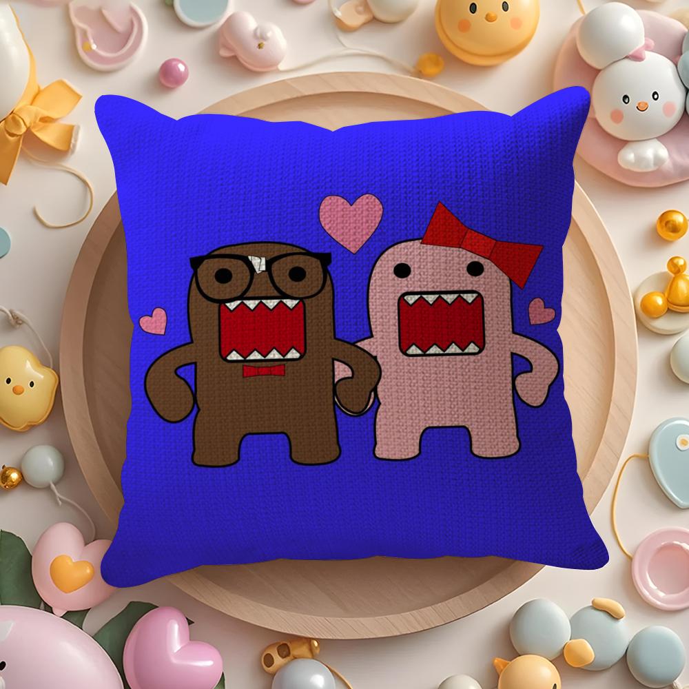 Мультяшная Забавная Наволочка Domo-Kun Льняная Органическая Ткань Двусторонняя Печать Дышащая Наволочка Диван Домашний Декор Подарок