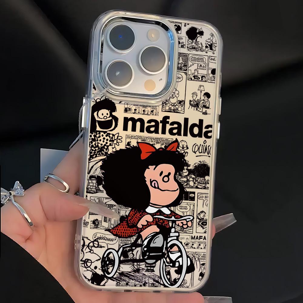 Cute Cartoon Mafaldas Girl Phone Case For IPhone 17 16e 16 15 14 13 12 11 Mini Pro Max X XR XSMAX 8 7 Air Plus Transparent Cover