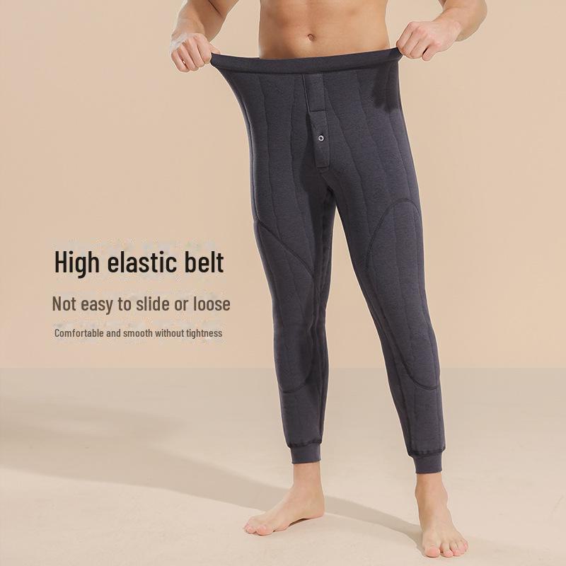 Мужские шерстяные стеганые флисовые брюки с высокой талией: Теплые зимние брюки для людей среднего и пожилого возраста.