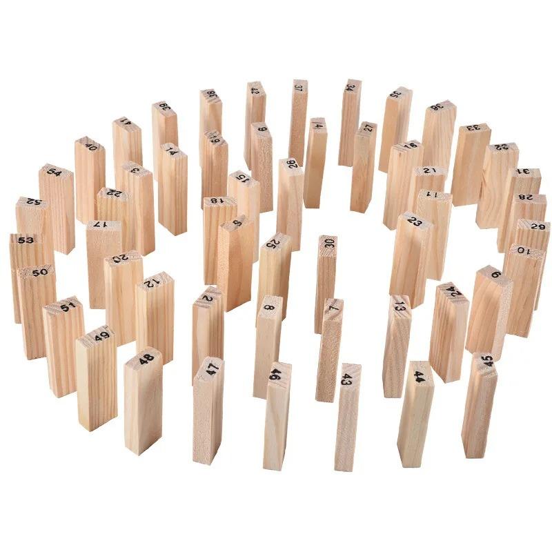 54PCS Wooden Stack High Game Blocks Toy Classic Balance Brain Game Toy Intelligence Educational Toys for Kids Children Boy Gift