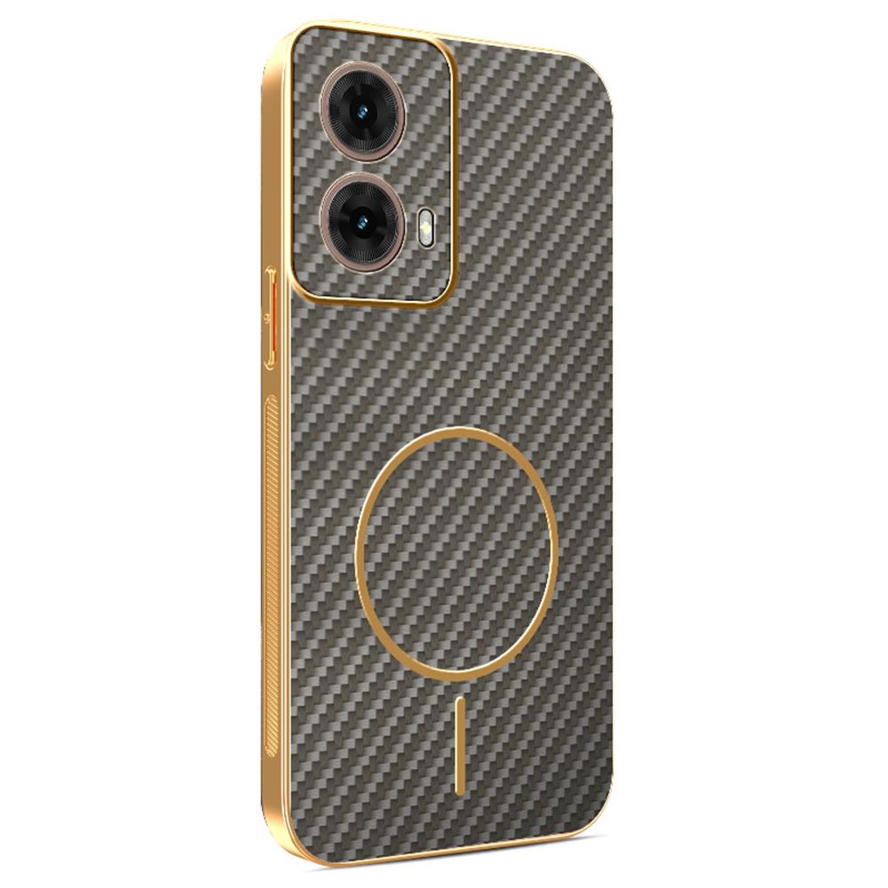 For Motorola Moto G84 5G Phone Case Carbon Fiber Textured Electroplated TPU Back Cover