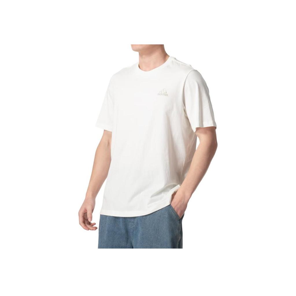 adidas Футболка Essentials Single Jersey с вышитым маленьким логотипом, мужская уличная одежда белого цвета IS1318